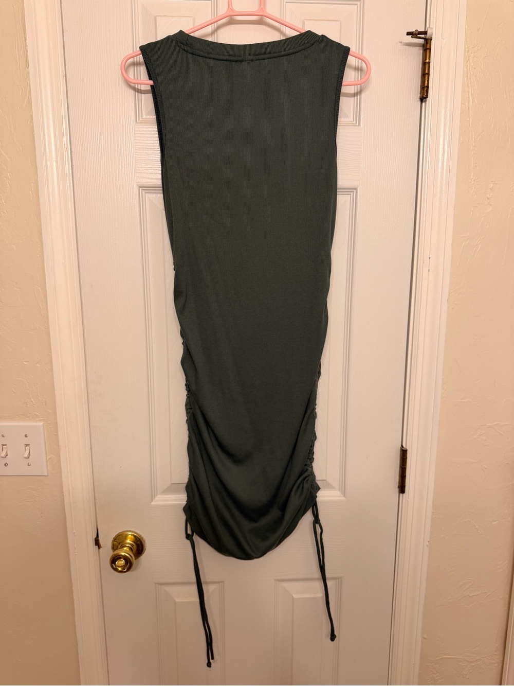 Wishlist Ribbed Ruched Drawstring Bodycon Mini Dress Size M - Picture 4 of 5